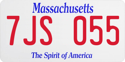 MA license plate 7JS055