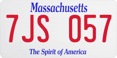 MA license plate 7JS057