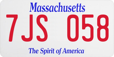 MA license plate 7JS058