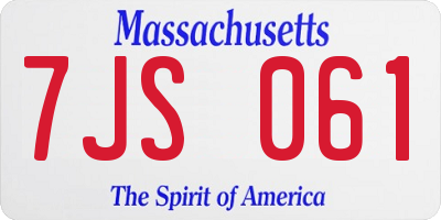 MA license plate 7JS061