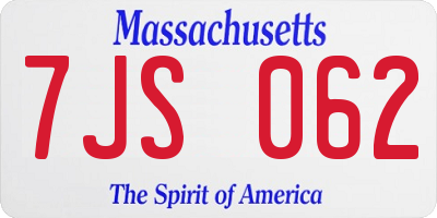 MA license plate 7JS062