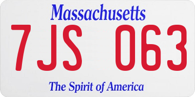 MA license plate 7JS063