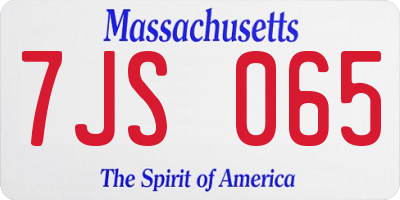 MA license plate 7JS065
