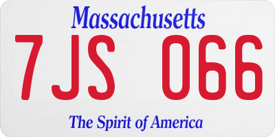 MA license plate 7JS066
