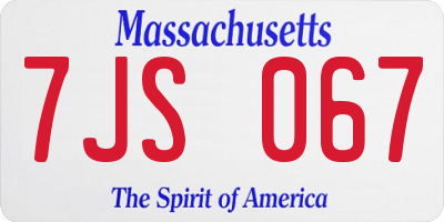 MA license plate 7JS067