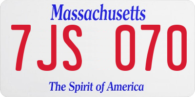 MA license plate 7JS070
