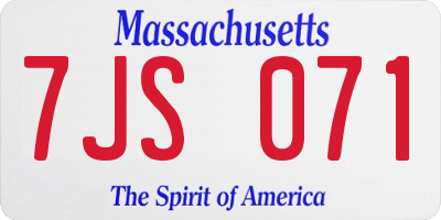 MA license plate 7JS071
