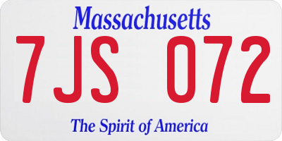 MA license plate 7JS072