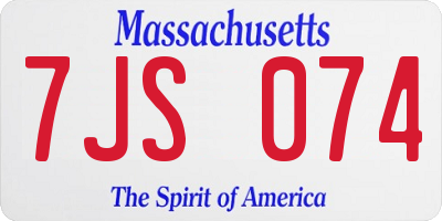 MA license plate 7JS074