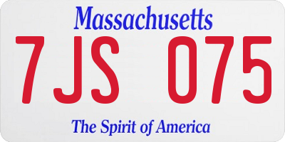 MA license plate 7JS075