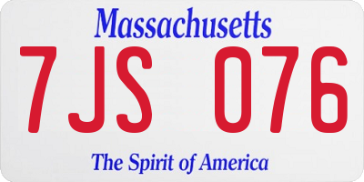 MA license plate 7JS076