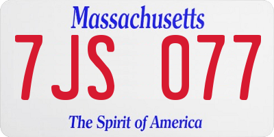 MA license plate 7JS077