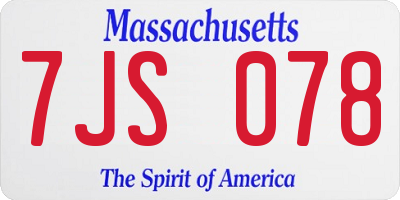 MA license plate 7JS078