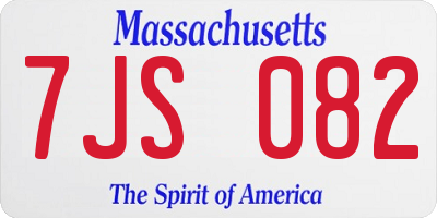 MA license plate 7JS082