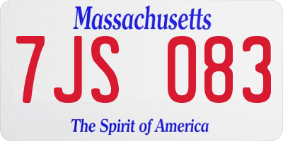 MA license plate 7JS083