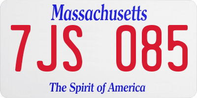 MA license plate 7JS085