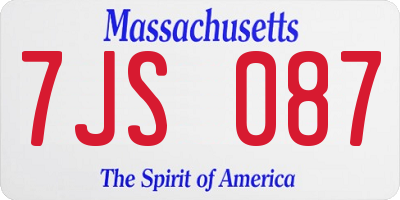 MA license plate 7JS087