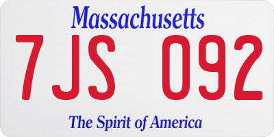 MA license plate 7JS092