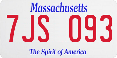 MA license plate 7JS093
