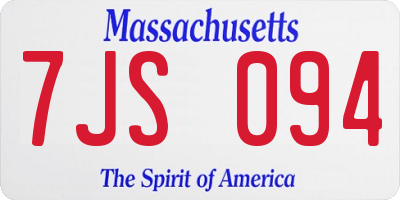 MA license plate 7JS094
