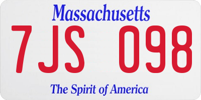 MA license plate 7JS098
