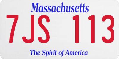 MA license plate 7JS113