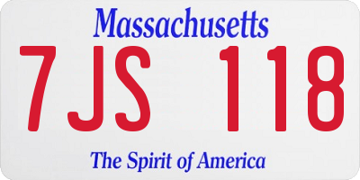MA license plate 7JS118