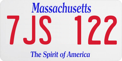 MA license plate 7JS122