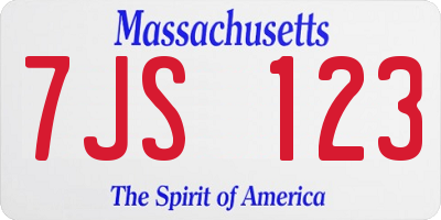 MA license plate 7JS123