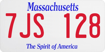MA license plate 7JS128