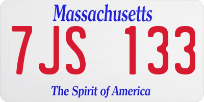 MA license plate 7JS133