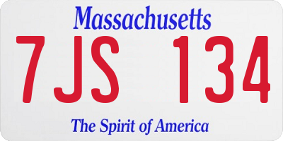 MA license plate 7JS134