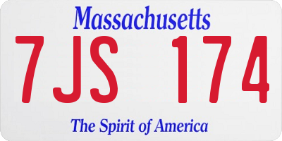MA license plate 7JS174