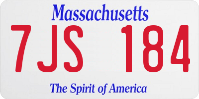 MA license plate 7JS184