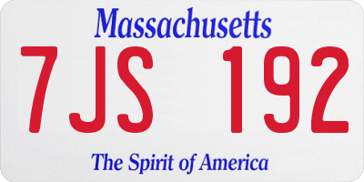 MA license plate 7JS192
