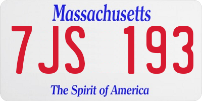 MA license plate 7JS193