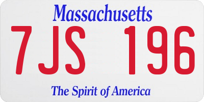 MA license plate 7JS196