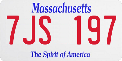 MA license plate 7JS197