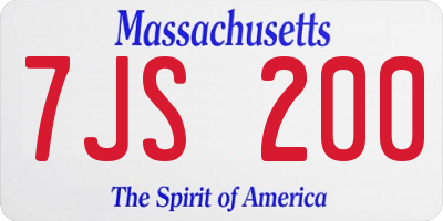 MA license plate 7JS200