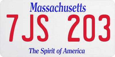 MA license plate 7JS203