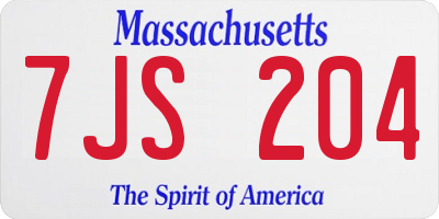 MA license plate 7JS204