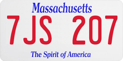 MA license plate 7JS207