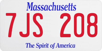 MA license plate 7JS208