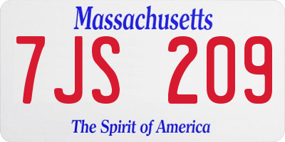 MA license plate 7JS209