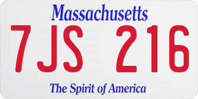 MA license plate 7JS216