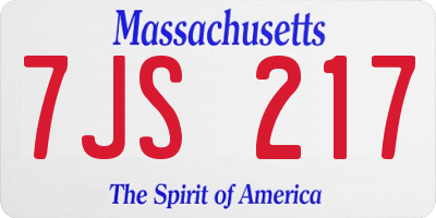 MA license plate 7JS217
