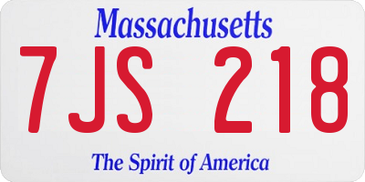 MA license plate 7JS218