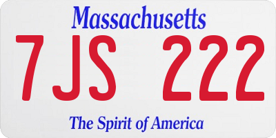 MA license plate 7JS222