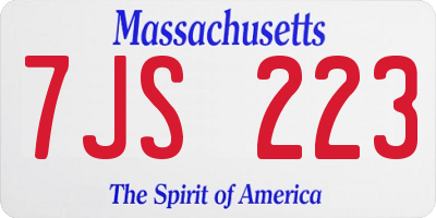 MA license plate 7JS223