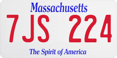 MA license plate 7JS224